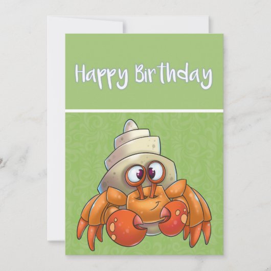 Cute cartoon Hermit Crab Birthday Kaart (Voorkant)
