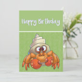 Cute cartoon Hermit Crab Birthday Kaart (Staand voorkant)