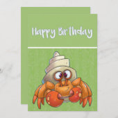 Cute cartoon Hermit Crab Birthday Kaart (Voorkant / Achterkant)