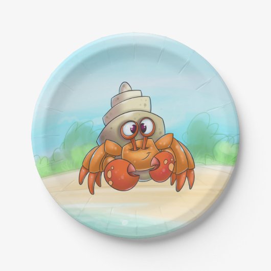 Cute Cartoon Hermit Crab Bord (Voorkant)