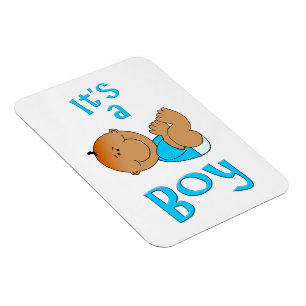Cute Cartoon Het is een Boy Tekst in Helderblauw - Magneet