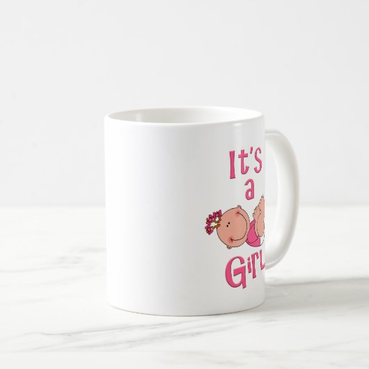 Cute Cartoon Het is een meisjestekst in Helderroze Koffiemok (Voorkant rechts)