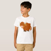 Cute Cartoon Highland Cow Children T-Shirt (Voorkant volledig)