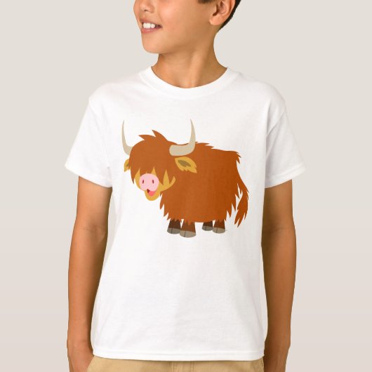 Cute Cartoon Highland Cow Children T-Shirt (Voorkant)