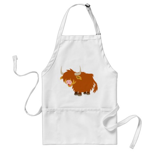 Cute Cartoon Highland Cow Cooking Apron Standaard Schort (Voorkant)