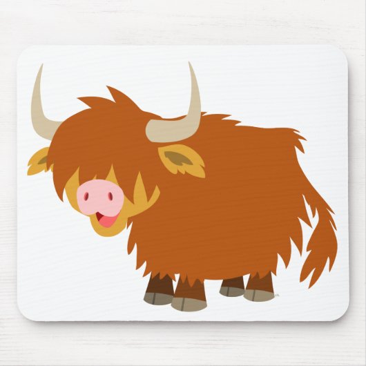 Cute Cartoon Highland Cow Mousepad Muismat (Voorkant)