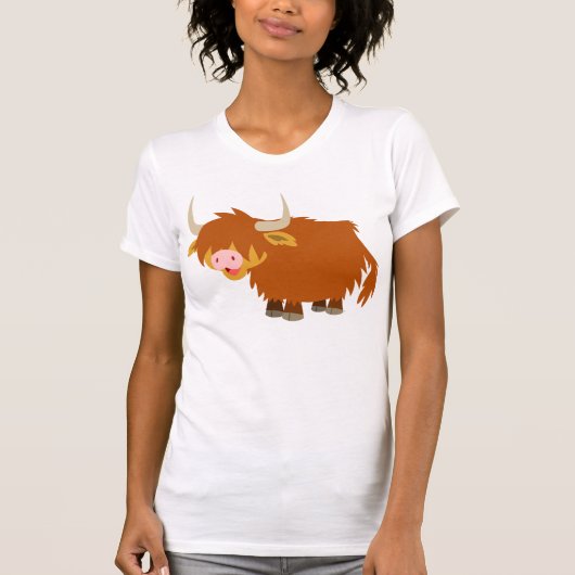 Cute Cartoon Highland Cow T-Shirt (Voorkant)