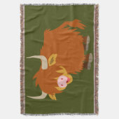 Cute Cartoon Highland Koe Deken (Voorkant Verticaal)