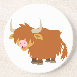 Cute Cartoon Highland Koe Onderzetter