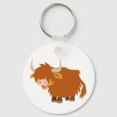 Cute Cartoon Highland Koe Sleutelhanger (Voorkant)