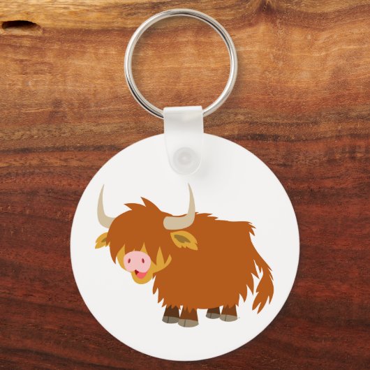 Cute Cartoon Highland Koe Sleutelhanger (Voorkant)