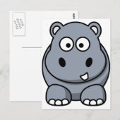 Cute Cartoon Hippo Briefkaart (Voorkant / Achterkant)