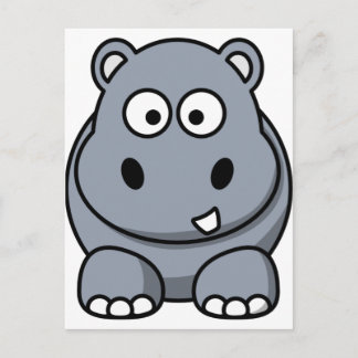 Cute Cartoon Hippo Briefkaart