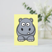 Cute Cartoon Hippo Briefkaart (Staand voorkant)