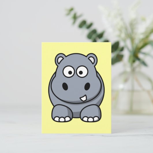 Cute Cartoon Hippo Briefkaart (Staand voorkant)