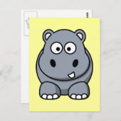 Cute Cartoon Hippo Briefkaart (Voorkant / Achterkant)