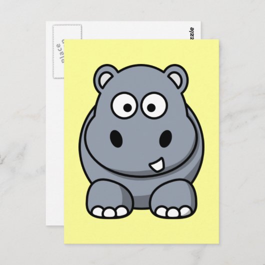 Cute Cartoon Hippo Briefkaart (Voorkant / Achterkant)