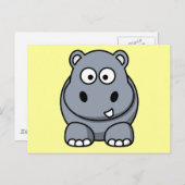 Cute Cartoon Hippo Briefkaart (Voorkant / Achterkant)