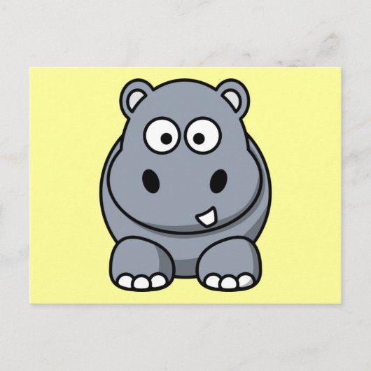 Cute Cartoon Hippo Briefkaart (Voorkant)