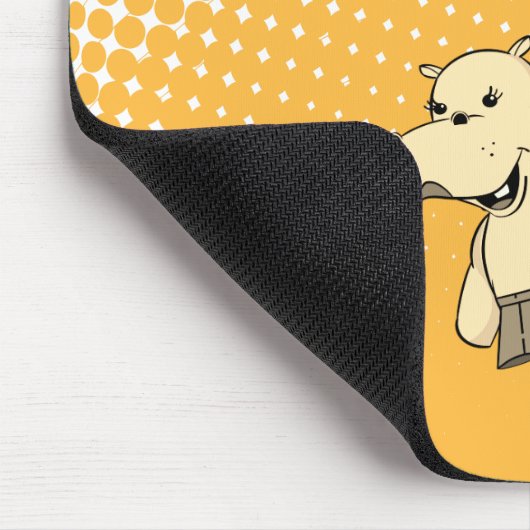 Cute Cartoon Hippo die vliegt met luchtballonnen Muismat (Hoek)