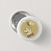 Cute Cartoon Hippo die vliegt met luchtballonnen Ronde Button 3,2 Cm (Voorkant /achterkant)