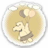 Cute Cartoon Hippo die vliegt met luchtballonnen Sticker (Voorkant)