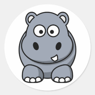 Cute Cartoon Hippo Ronde Sticker