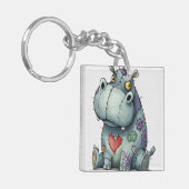 Cute Cartoon Hippo Sleutelhanger (Voorkant Links)