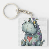Cute Cartoon Hippo Sleutelhanger (Voorkant)