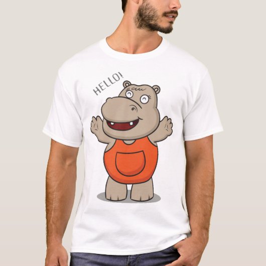 Cute cartoon hippo t-shirt (Voorkant)