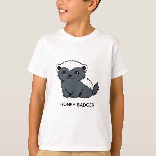 Cute Cartoon Honey Badger Custom Name T-shirt (Voorkant)
