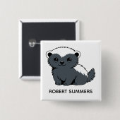 Cute Cartoon Honey Badger Custom Name Vierkante Button 5,1 Cm (Voorkant /achterkant)
