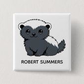 Cute Cartoon Honey Badger Custom Name Vierkante Button 5,1 Cm (Voorkant)