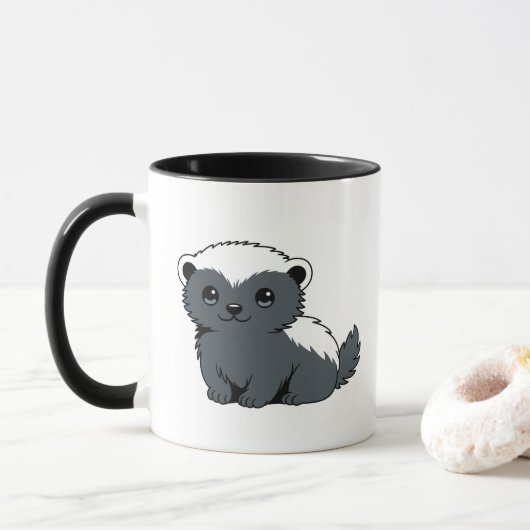 Cute Cartoon Honey Badger Mok (Met donut)