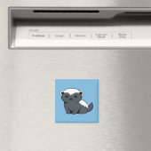 Cute Cartoon Honey Badger on Blue Magneet (Insitu (Vaatwasser))