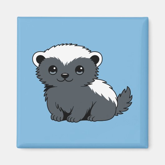 Cute Cartoon Honey Badger on Blue Magneet (Voorkant)