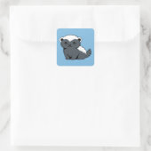 Cute Cartoon Honey Badger on Blue Vierkante Sticker (Tas)