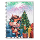 Cute Cartoon Horse New Year's Eve Celebration Notitieboek (Voorkant)