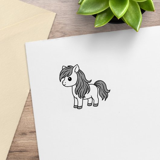 Cute Cartoon Horse Pony 1x1 Rubberstempel