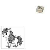 Cute Cartoon Horse Pony 1x1 Rubberstempel (Gestempeld)