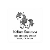 Cute Cartoon Horse Pony Address Rubberstempel (Afrduk)