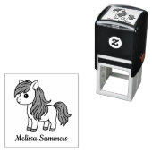 Cute Cartoon Horse Pony Custom Name Zelfinktende Stempel (In situ)
