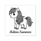 Cute Cartoon Horse Pony Custom Name Zelfinktende Stempel (Design)