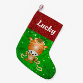 Cute Cartoon Horse Pony Pet Name Festive Kleine Kerstsok (Voorkant (Hangend))