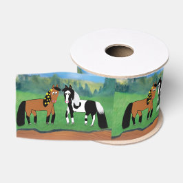 Cute Cartoon Horses Grosgrain Lint