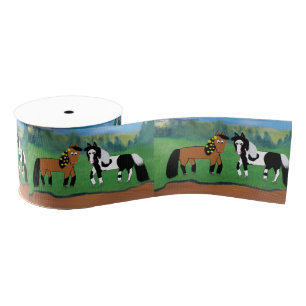 Cute Cartoon Horses Grosgrain Lint
