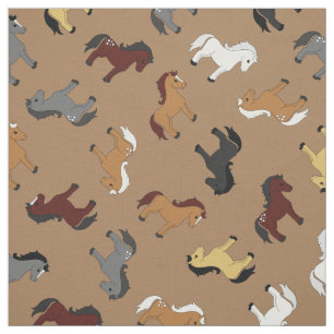 Cute Cartoon Horses Kinder Light Brown Stof