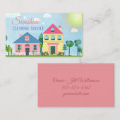 Cute Cartoon House Cleaning Services Visitekaartje (Voorkant / Achterkant)