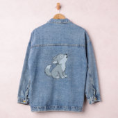 Cute Cartoon Howling Wolf Pup Denim Jacket (Hangar)