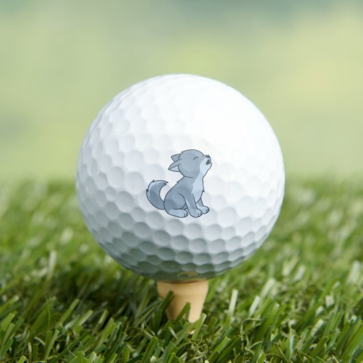Cute Cartoon Howling Wolf Pup Golfballen (Insitu Shirt)
